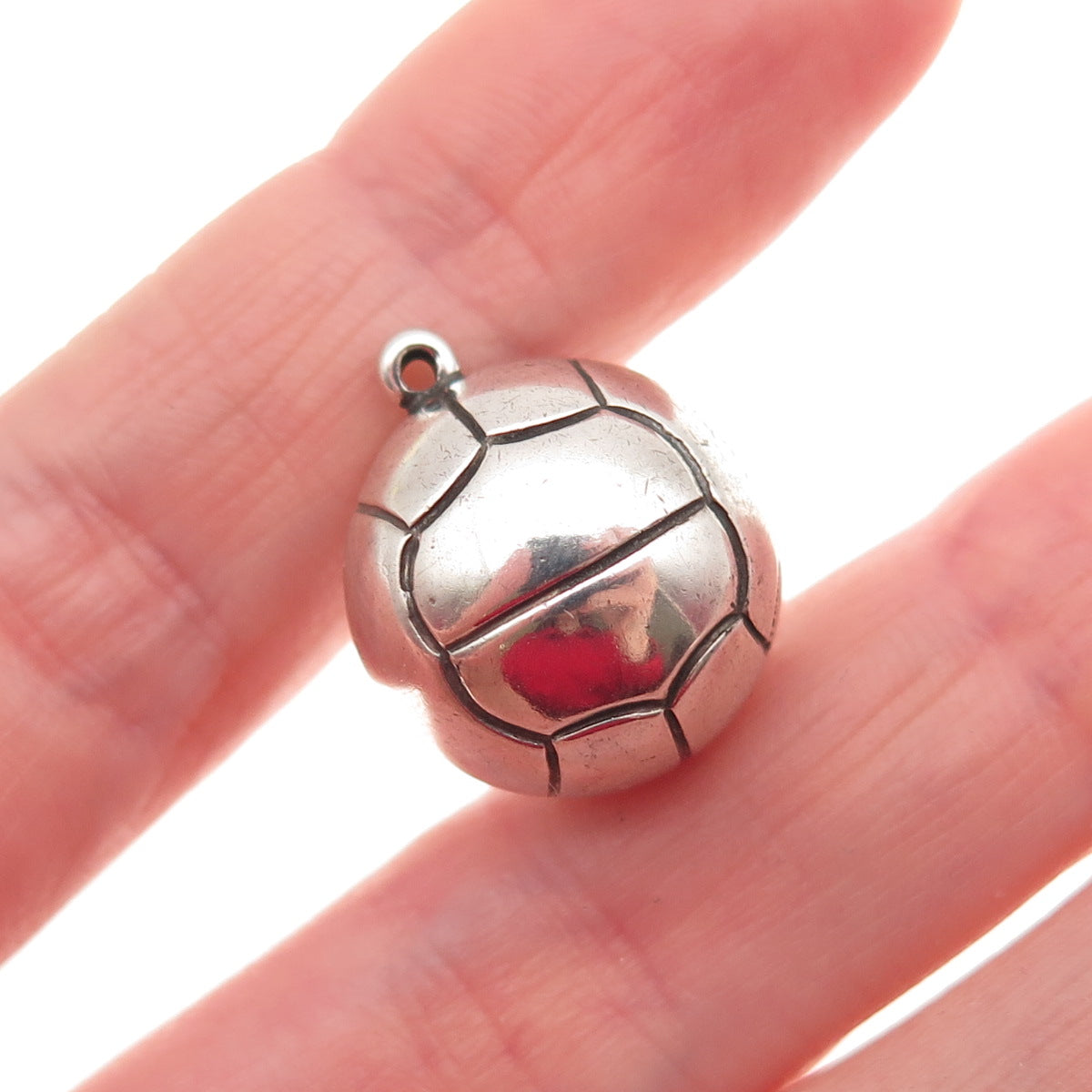 925 Sterling Silver Vintage Basketball Ball Oxidized 3D Mini Charm Pendant