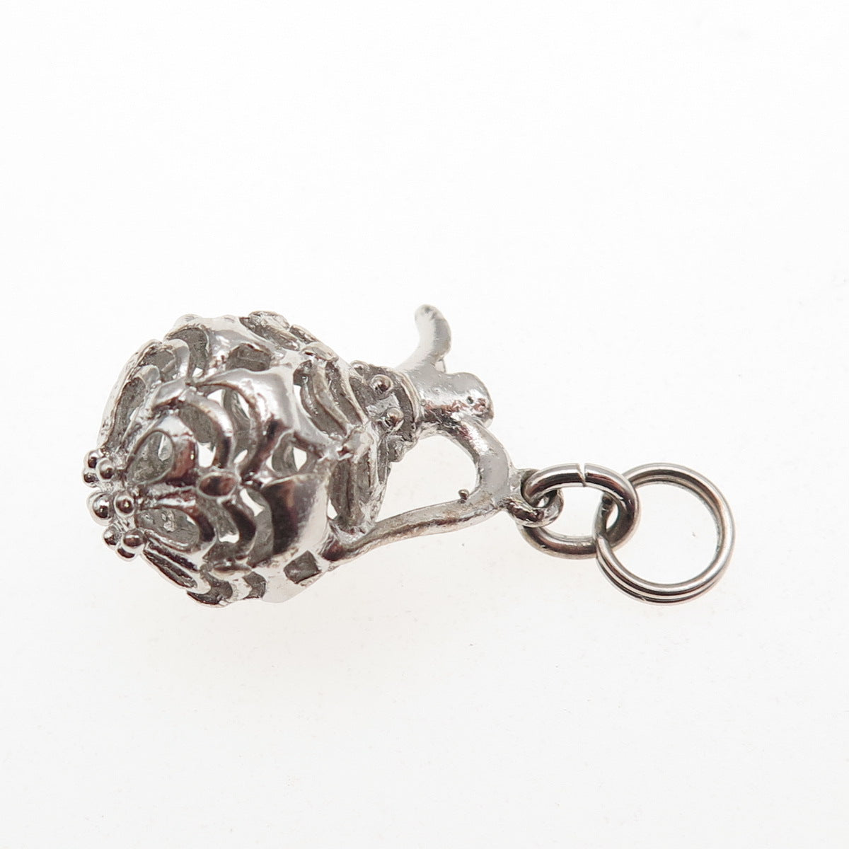 925 Sterling Silver Vintage Ornate Jug 3D Mini Charm Pendant
