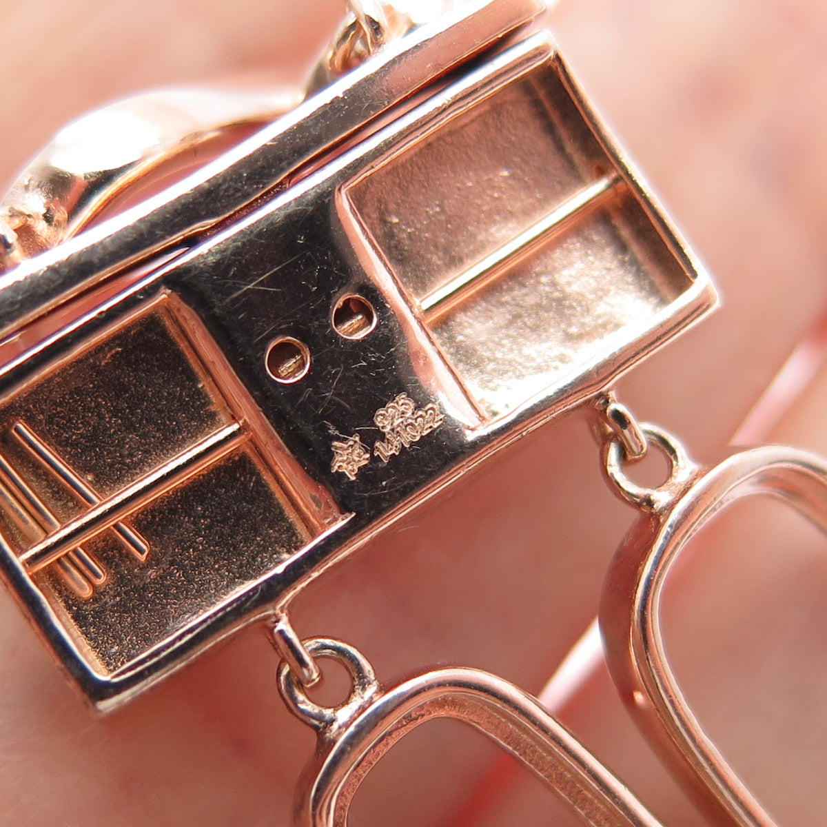 925 Sterling Silver Rose Gold Plated Round-Cut C Z Geometric Bracelet 7.75"