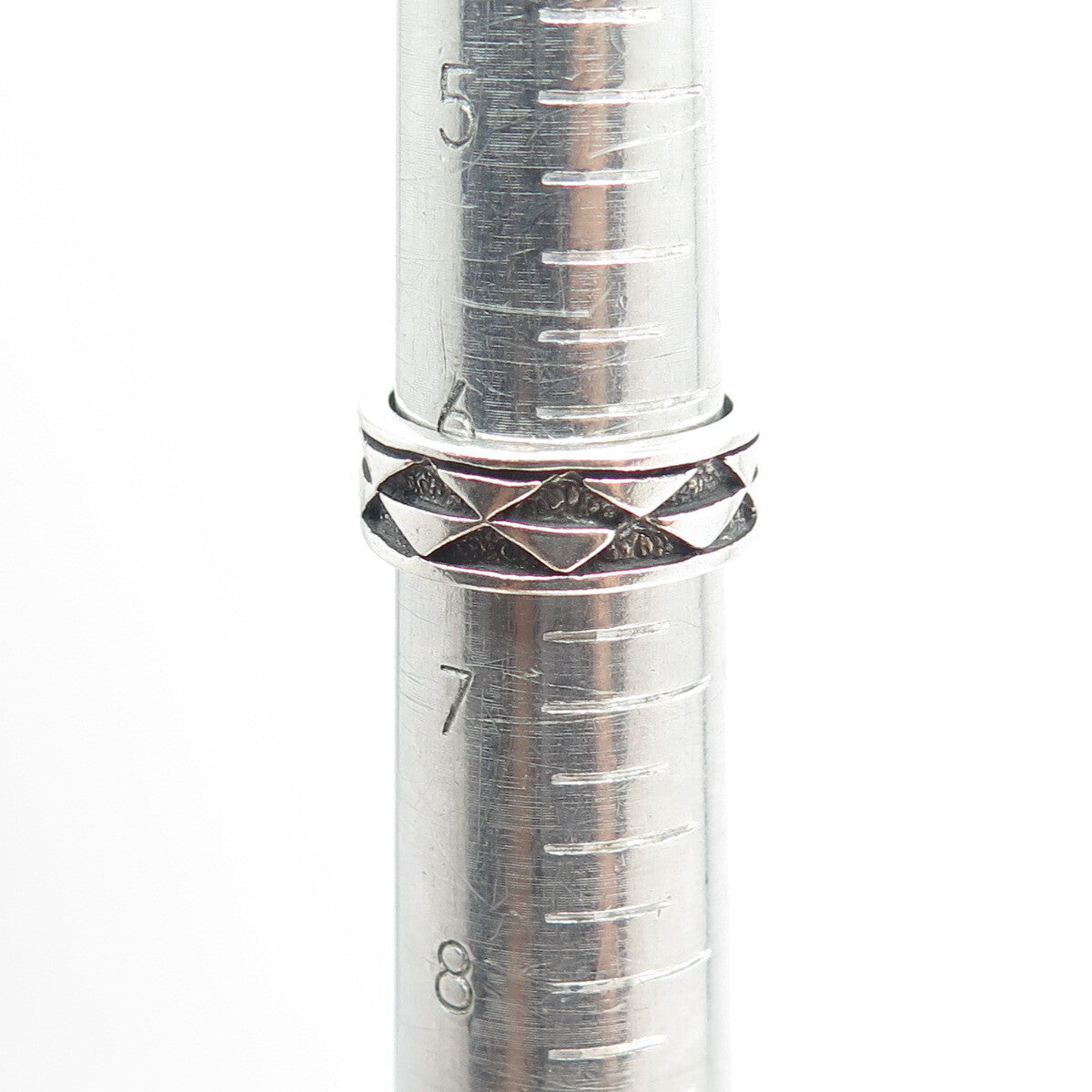 SUN WEST 925 Sterling Silver Vintage Checkers Band Ring Size 6.5