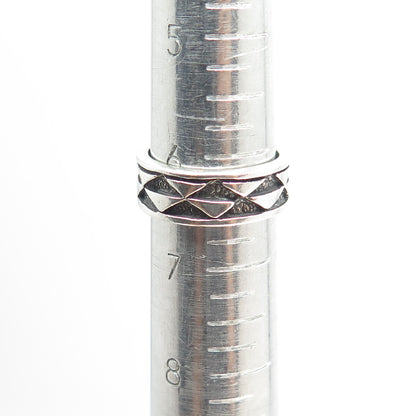 SUN WEST 925 Sterling Silver Vintage Checkers Band Ring Size 6.5