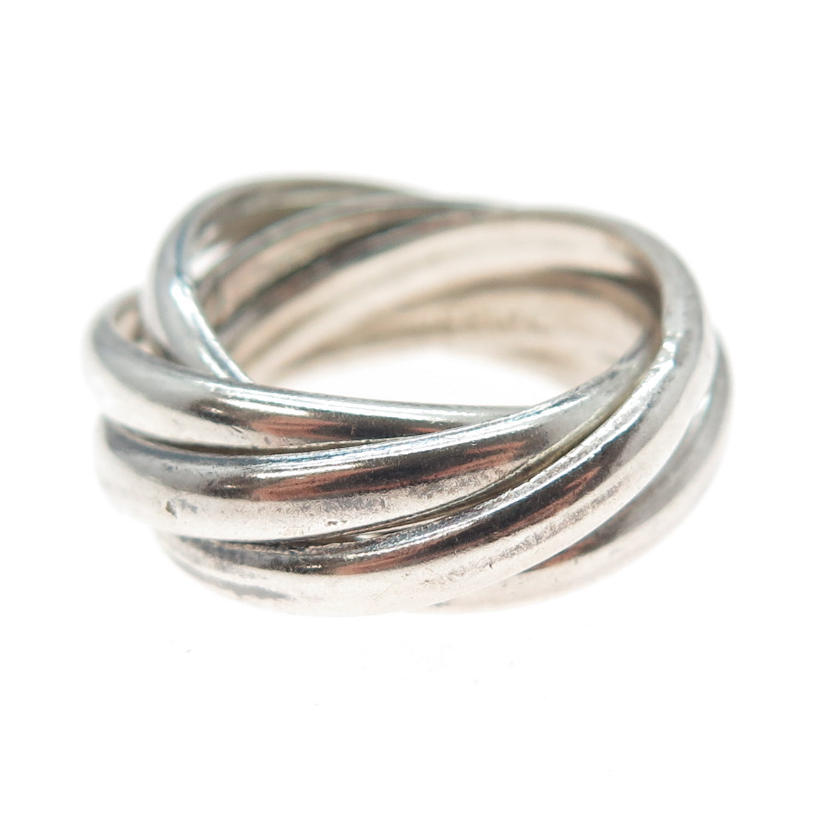 925 Sterling Silver Vintage Mexico Interlocked Multi-Band Ring Size 5.5