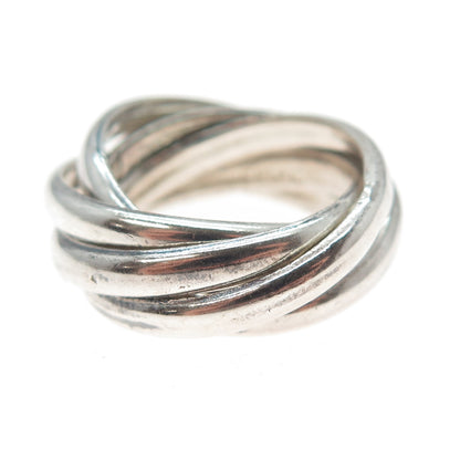925 Sterling Silver Vintage Mexico Interlocked Multi-Band Ring Size 5.5