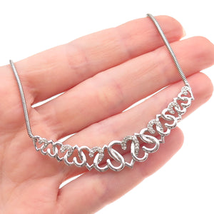 HN Heng Ngai 925 Sterling Silver Real Diamond Heart Snake Chain Necklace 18"