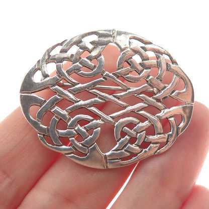 925 Sterling Silver Vintage LK Viking / Celtic Knot Pin Brooch