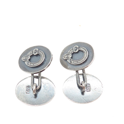 925 Sterling Silver Antique Art Deco Oxidized Cufflinks