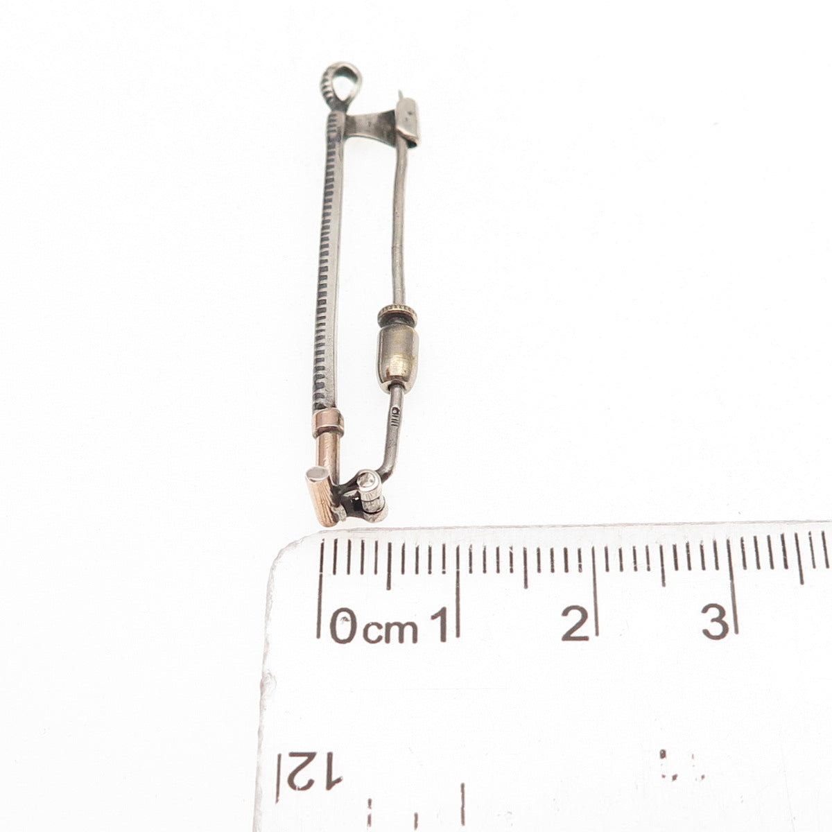 800 Silver 2-Tone Vintage Horse Riding Crop Tie Pin Brooch