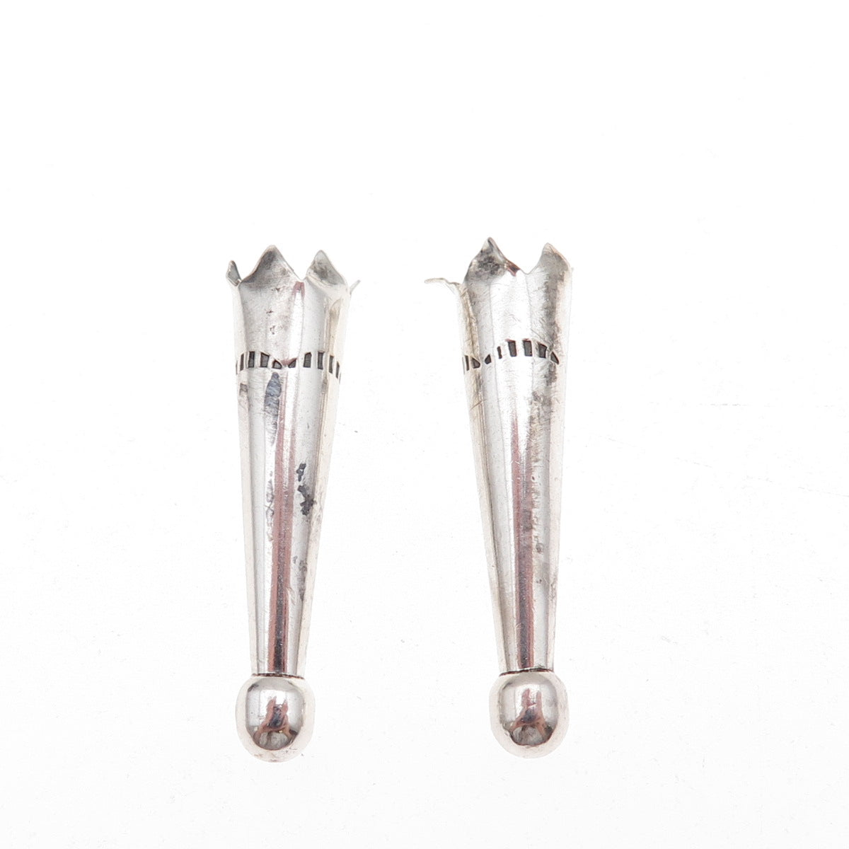 Old Pawn 925 Sterling Silver Vintage Southwestern Tribal SET of 2 Bolo Tips