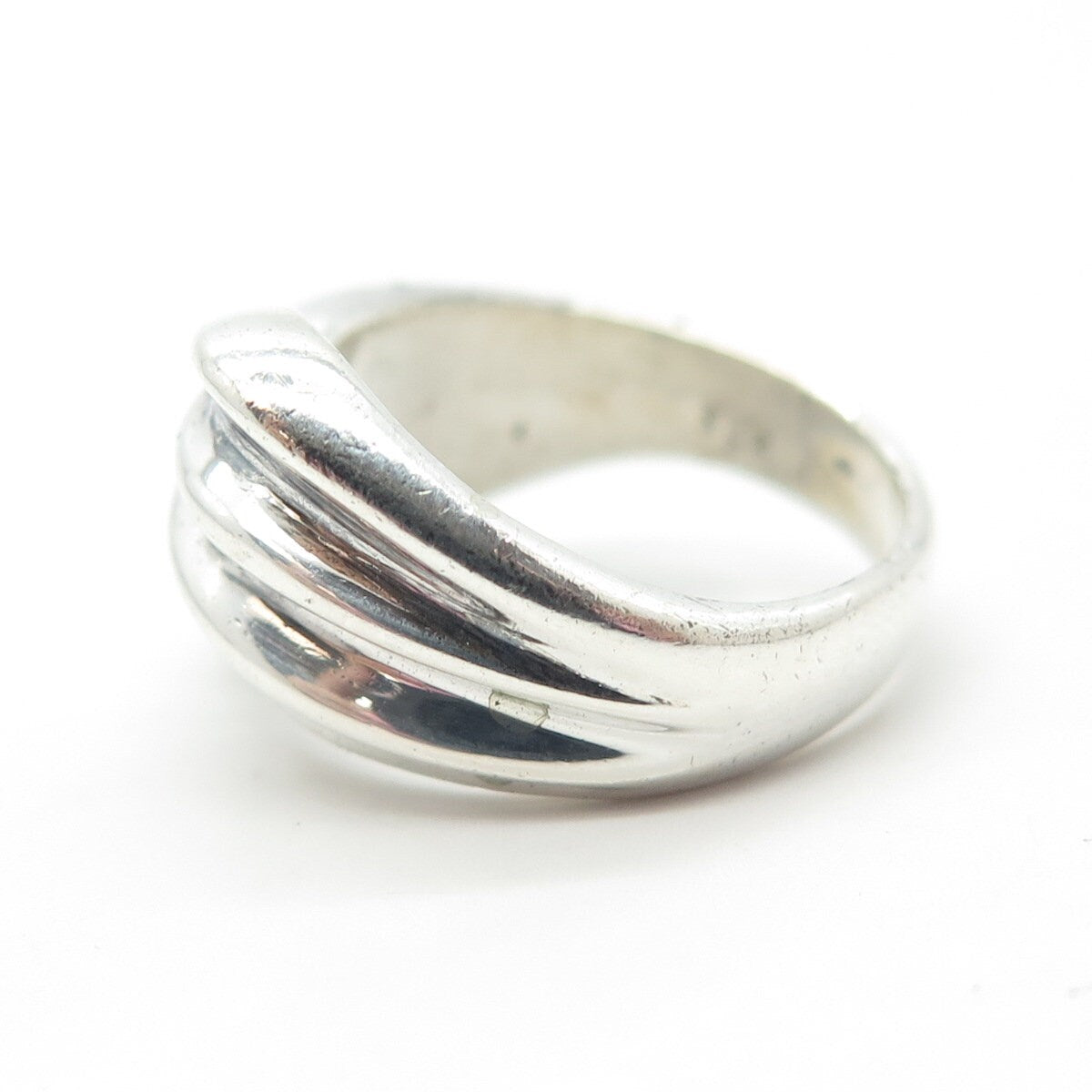 925 Sterling Silver Vintage Textured Modernist Ring Size 6
