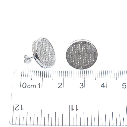 925 Sterling Silver Round-Cut C Z Sparkle Disc Stud Earrings