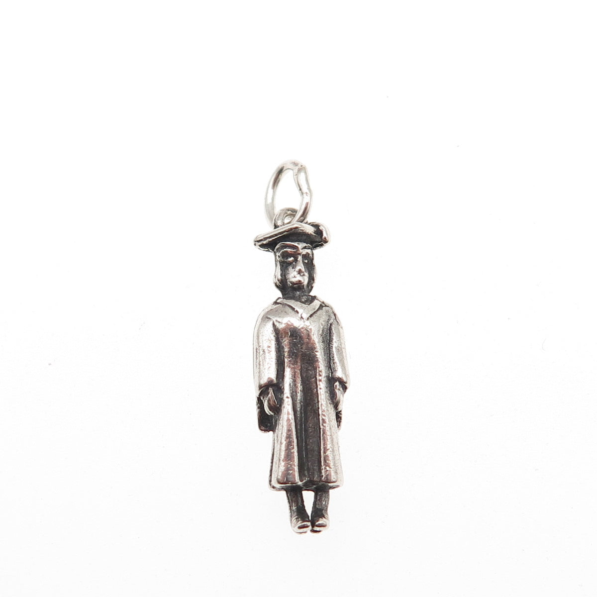 Wells 925 Sterling Silver Vintage Graduate Student Oxidized 3D Charm Pendant