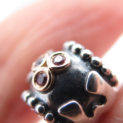 PANDORA 925 Sterling Silver & Gold Swarovski Crystal Mom Slide Bead Charm