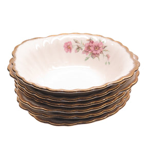 LIMOGES Antique 22K Gold 3K G-F. W. Wild Rose Porcelain SET of 6 Serving Bowls