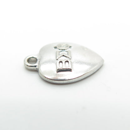 925 Sterling Silver Vintage Beta Sigma Phi 1960 College Heart Charm Pendant