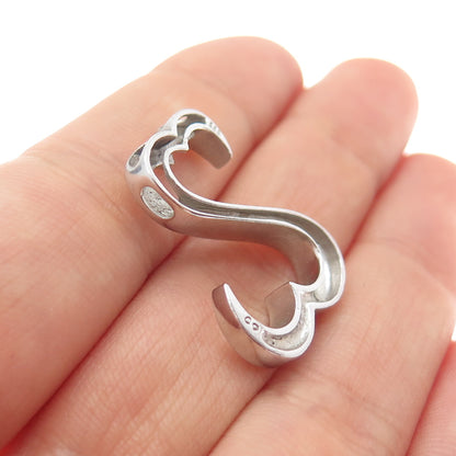 925 Sterling Silver Open Heart Slide Charm Pendant