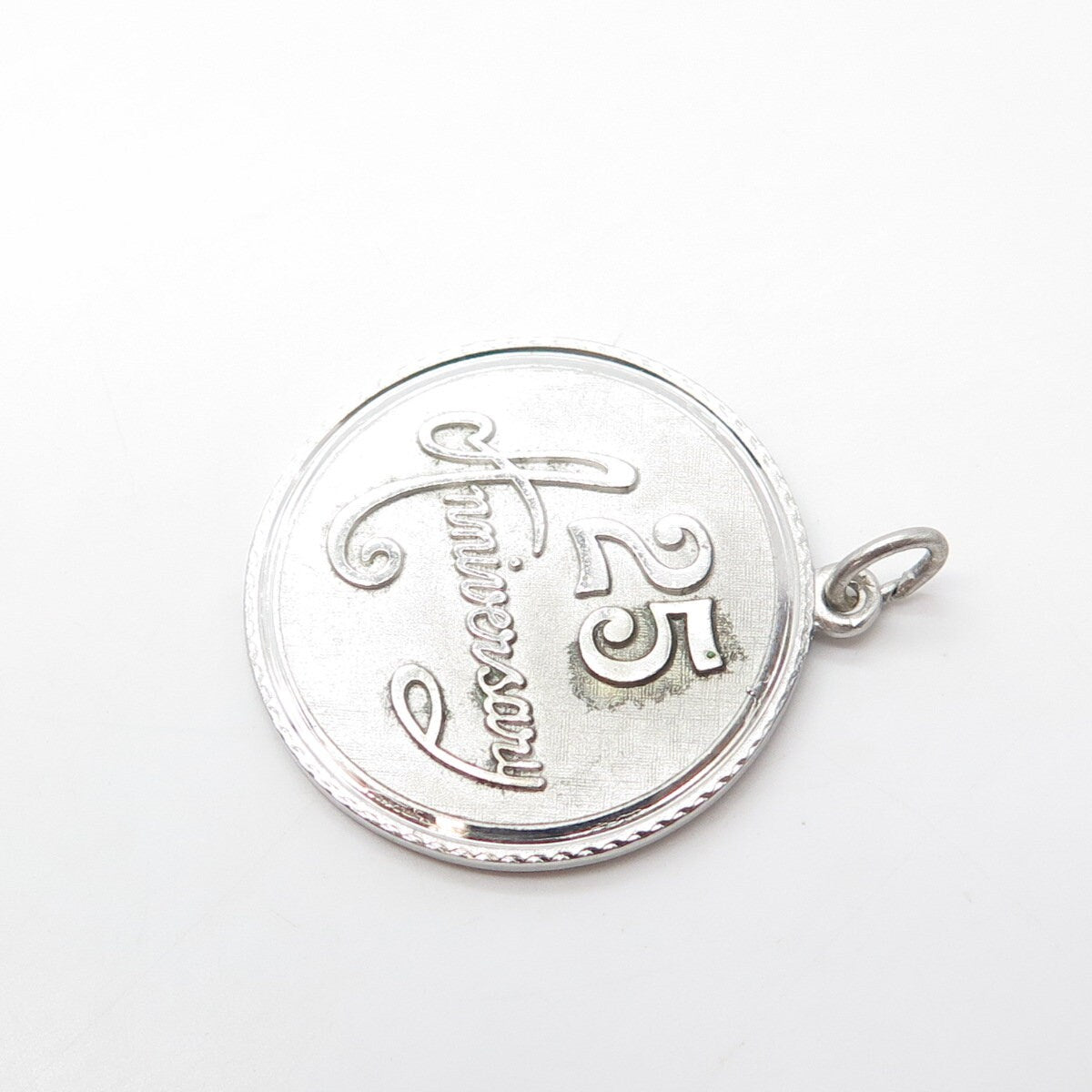 GRIFFITH & SONS CO. 925 Sterling Silver Vintage "Anniversary 25" Round Pendant