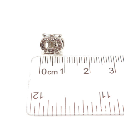 PANDORA 925 Sterling Silver Smoky C Z Circle of Friends Slide Bead Charm