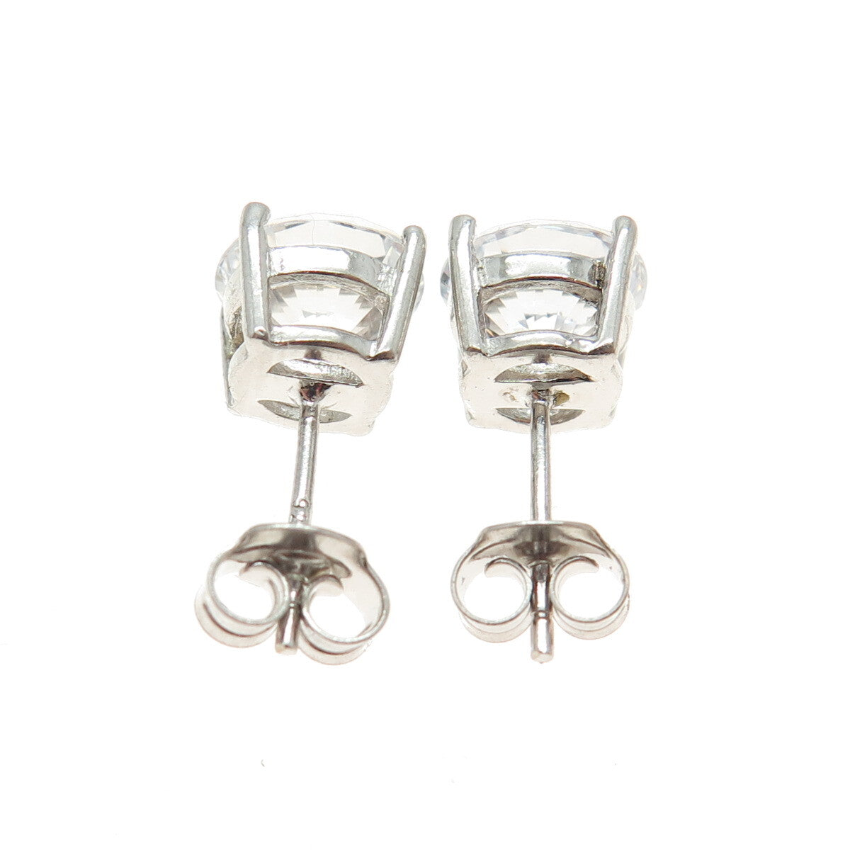 925 Sterling Silver Round-Cut Shaped C Z Stud Earrings