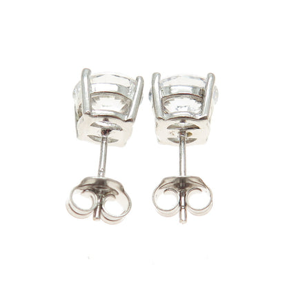 925 Sterling Silver Round-Cut Shaped C Z Stud Earrings