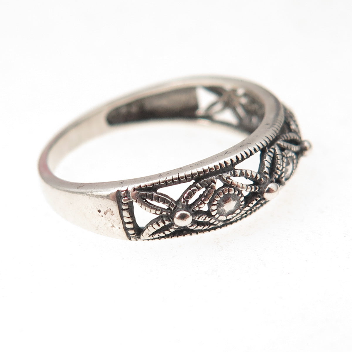 RJ Graziano 925 Sterling Silver Vintage Filigree Oxidized Ring Size 8