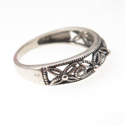 RJ Graziano 925 Sterling Silver Vintage Filigree Oxidized Ring Size 8