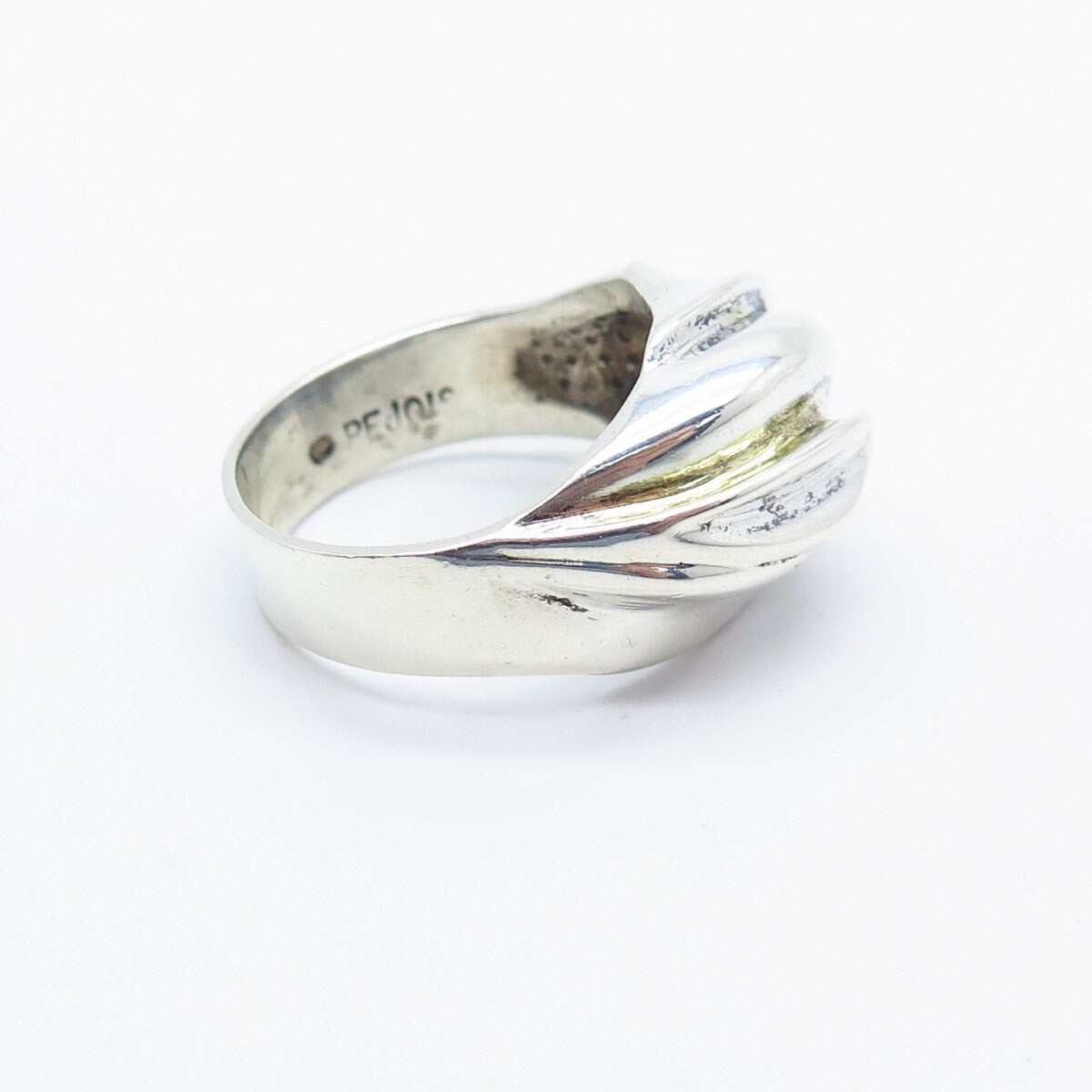 925 Sterling Silver Vintage Pejois Beverly Hills Ribbed Ring Size 8.25