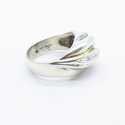 925 Sterling Silver Vintage Pejois Beverly Hills Ribbed Ring Size 8.25