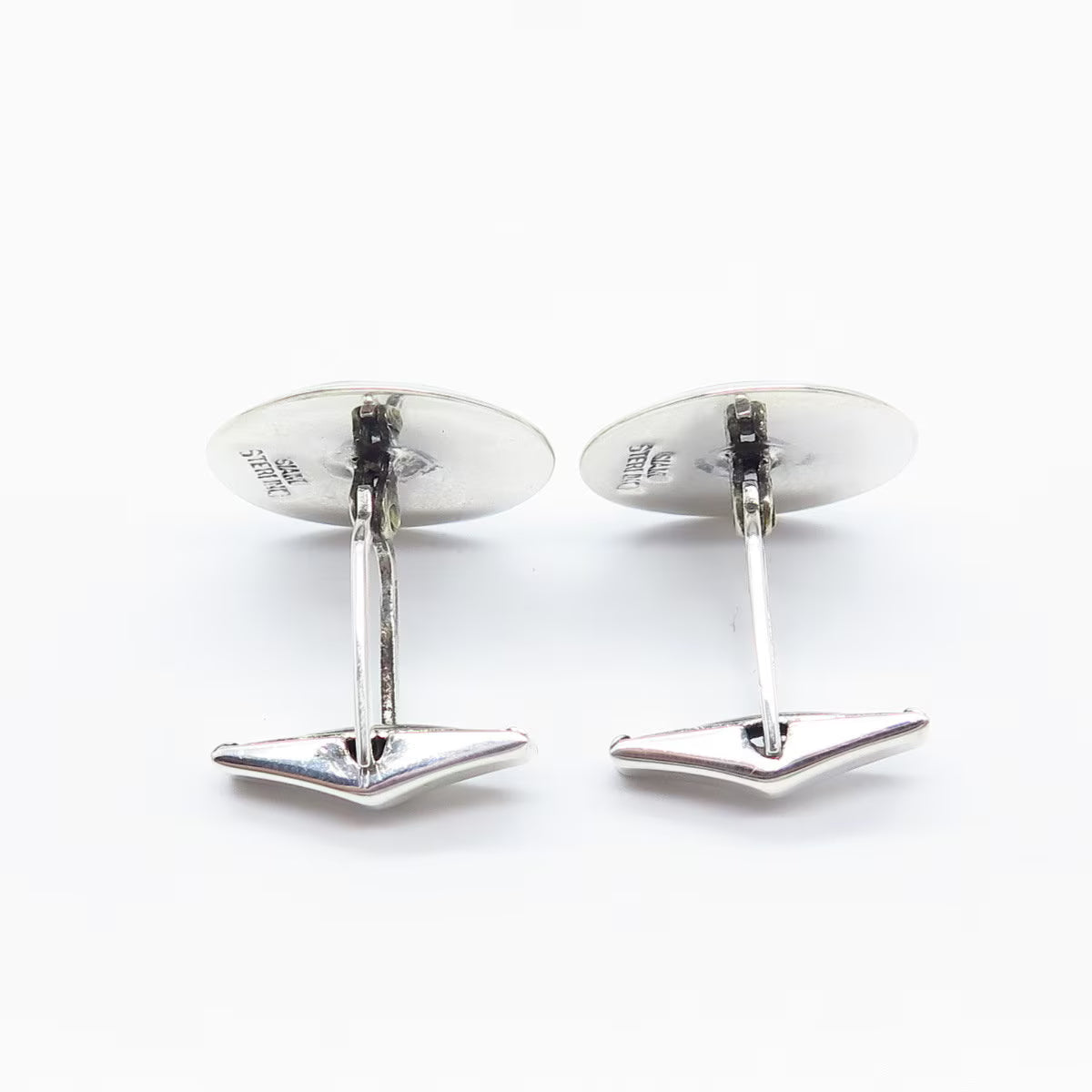 925 Sterling Silver Vintage Siam Niello Hindu Goddess Round Cufflinks