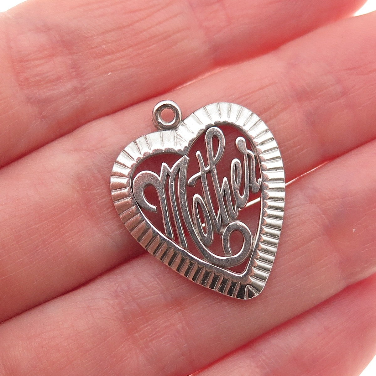 925 Sterling Silver Vintage Mother Heart Mini Charm Pendant