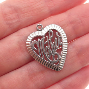 925 Sterling Silver Vintage Mother Heart Mini Charm Pendant