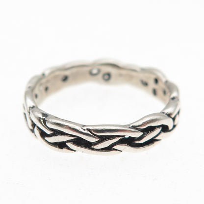 925 Sterling Silver Vintage Celtic Knot Braided Oxidized Band Ring Size 7.5