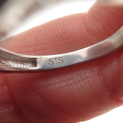 Chuck Clemency 925 Sterling Lab-Created Ruby & White Topaz Heart Ring Size 6.75