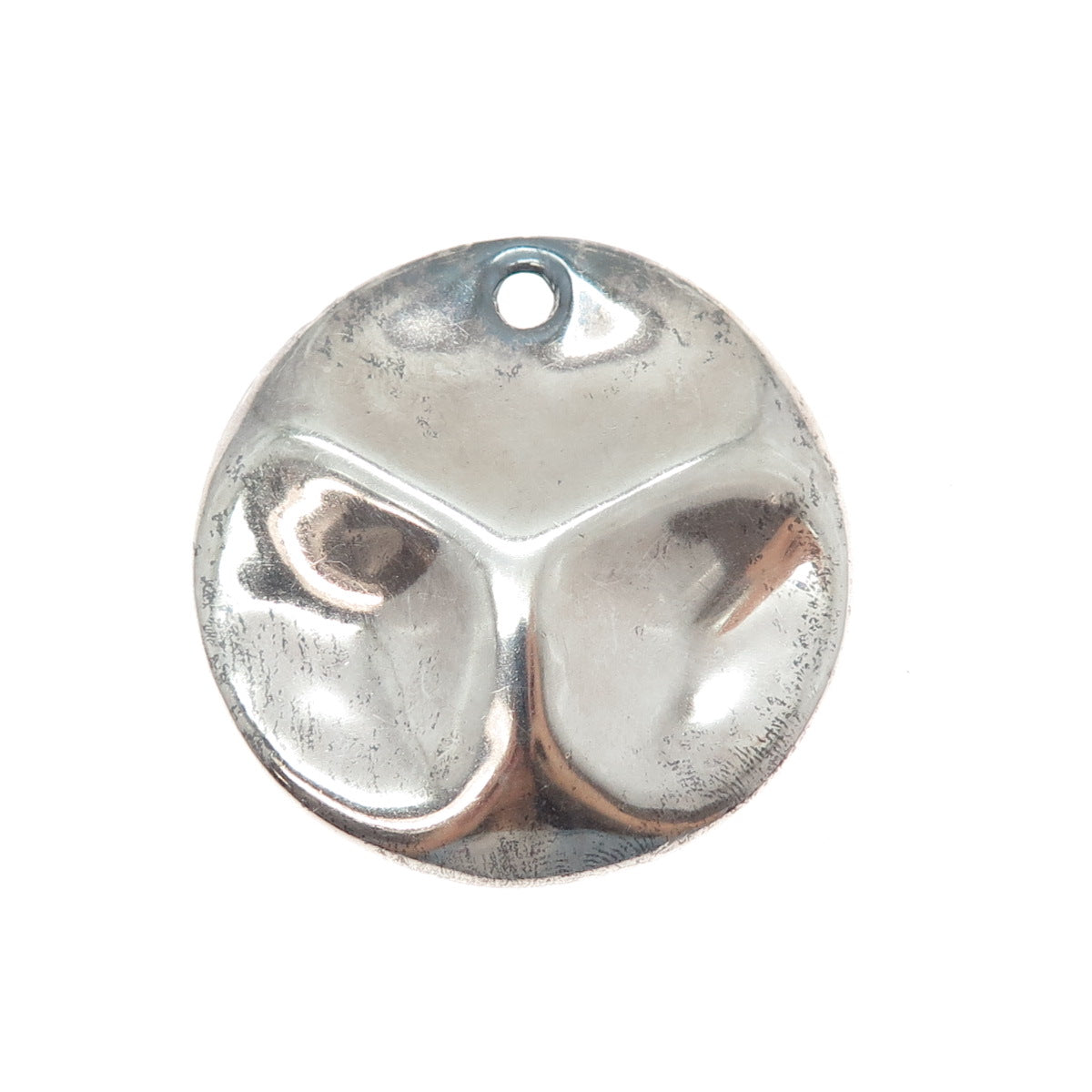 925 Sterling Silver Vintage Modernist Hammered Disc Oxidized Pendant