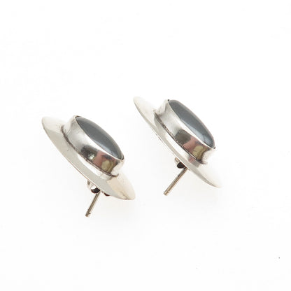 Nancy Haloo Old Pawn 925 Sterling Silver Vintage Southwestern Hematite Earrings