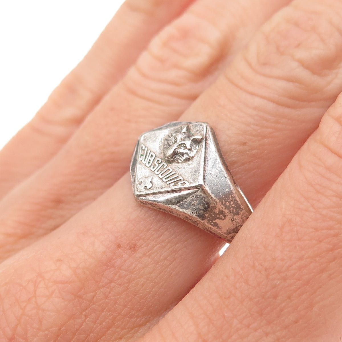 Clark & Coombs 925 Sterling Silver Vintage Cub Boy's Scout Ring Size 7.75