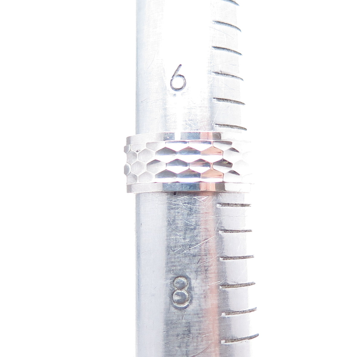 925 Sterling Silver Vintage Diamond-Cut Band Ring Size 7