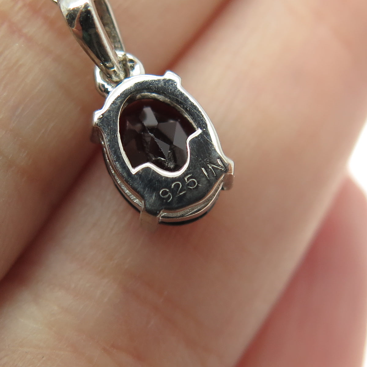 925 Sterling Silver Real Oval-Cut Red Garnet Cable Chain Necklace 18"