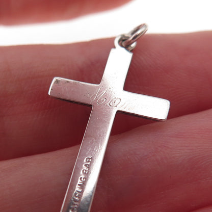 B.A. Ballou 925 Sterling Silver Antique Art Deco Cross Religious Charm Pendant