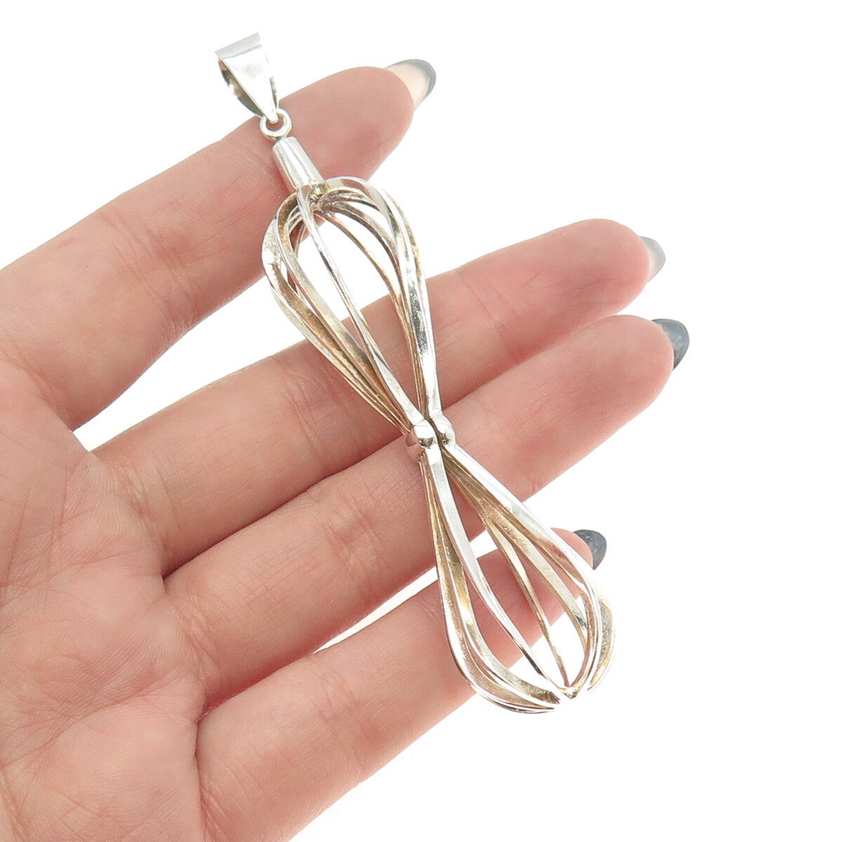 925 Sterling Silver Vintage Modernist Hourglass Pendant