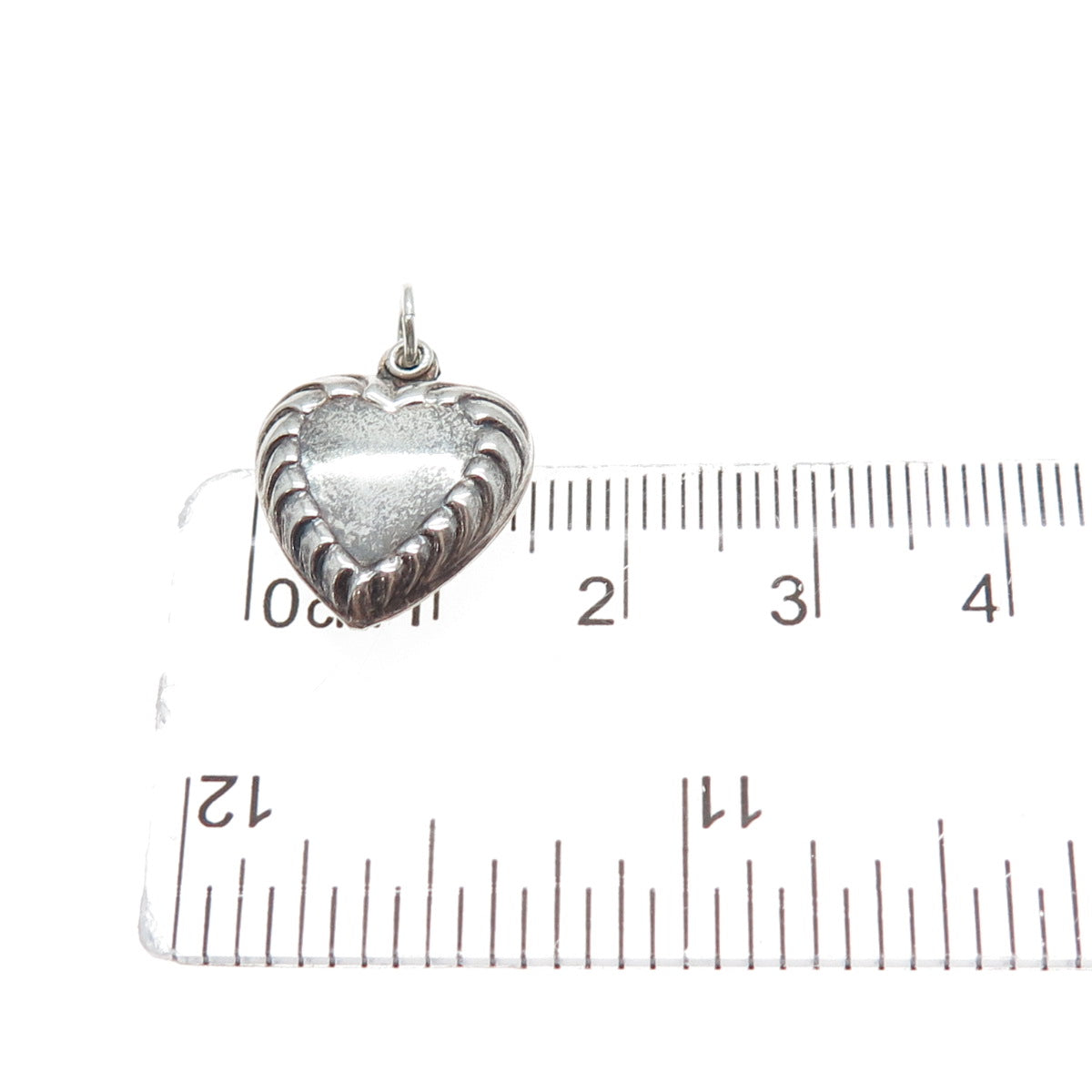 925 Sterling Silver Antique Art Deco Heart Chatelaine Minimalist Charm Pendant