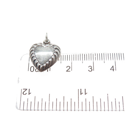 925 Sterling Silver Antique Art Deco Heart Chatelaine Minimalist Charm Pendant