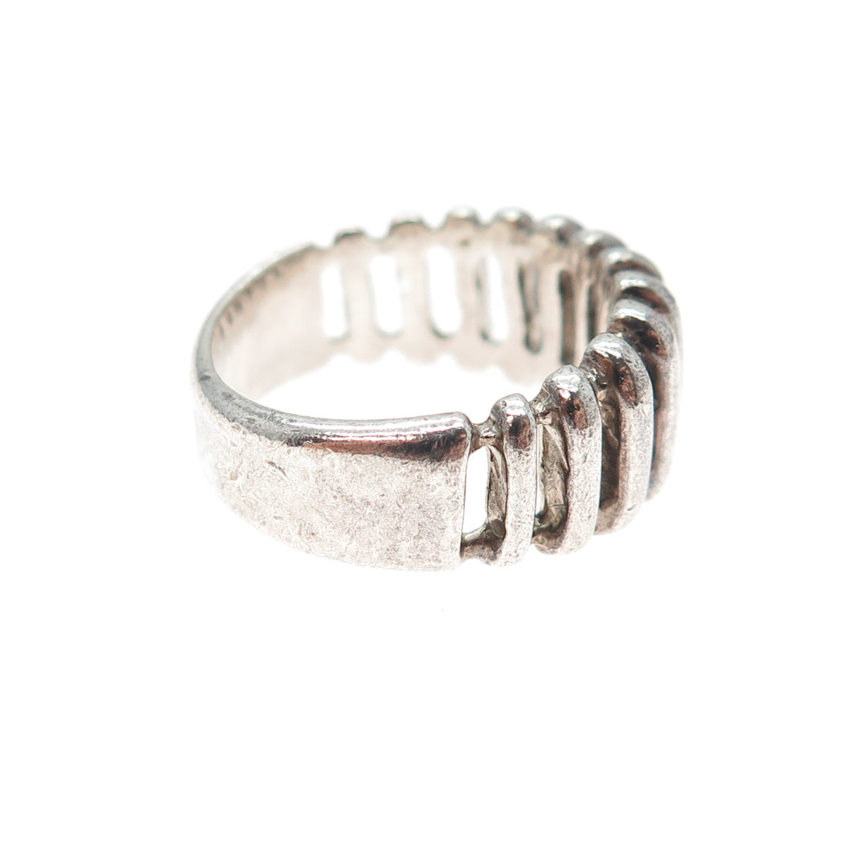 925 Sterling Silver Vintage Ribbed Oxidized Ring Size 6