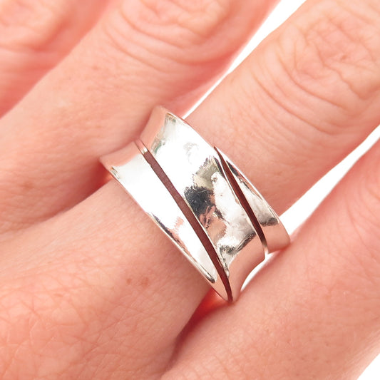 Robert Lee Morris 925 Sterling Silver Vintage Modernist Adjustable Ring Size 7
