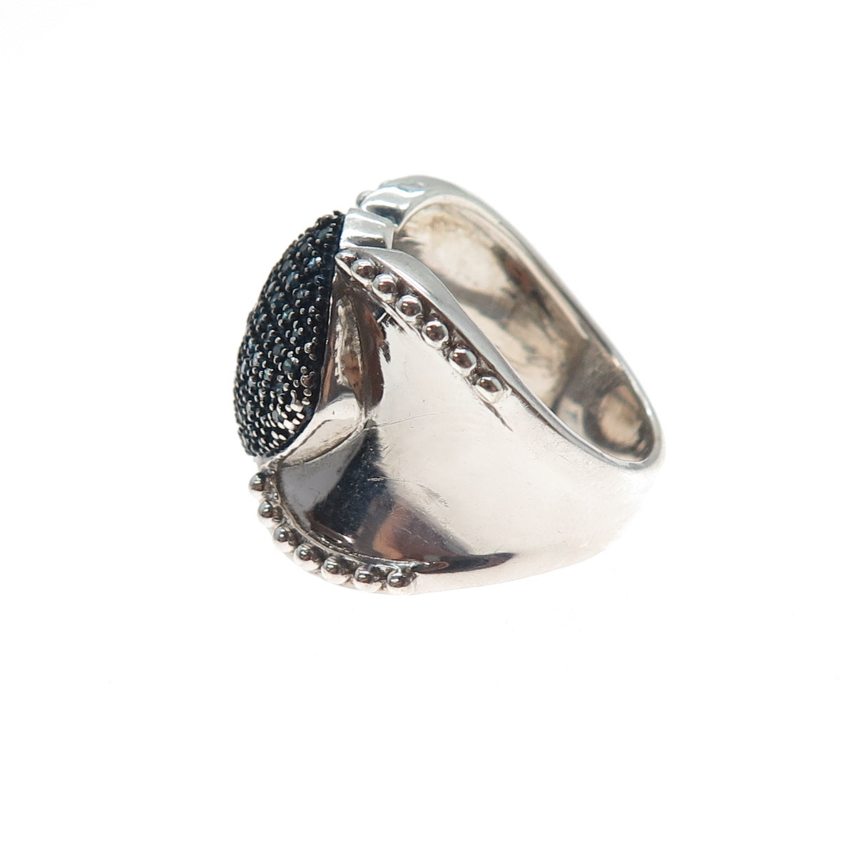 SAMARA SJD 925 Sterling Silver Real Blue Diamond Crisscross Ring Size 6