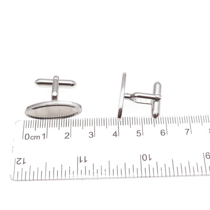 Swank 925 Sterling Silver Vintage Brushed Oval-Shape Cufflinks