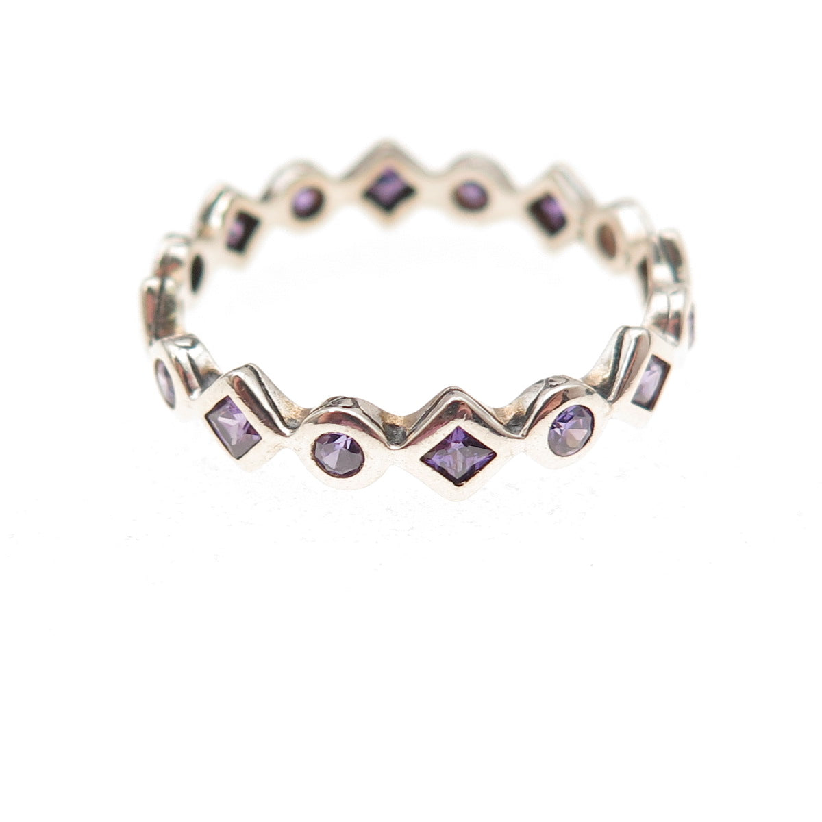 Silpada 925 Sterling Silver Vintage Real Amethyst All Around Band Ring Size 8.25