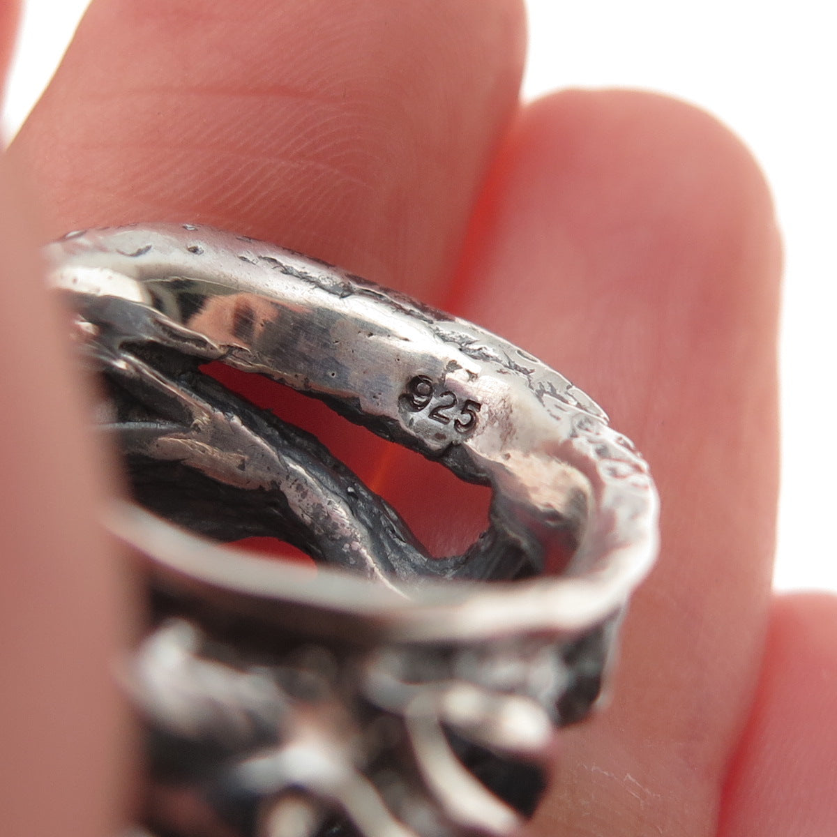 925 Sterling Silver Vintage Modernist Oxidized Ring Size 5.25