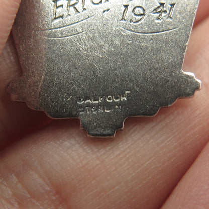 925 Sterling Silver Vintage Enamel Balfour 1941 American Legion Essay Pendant