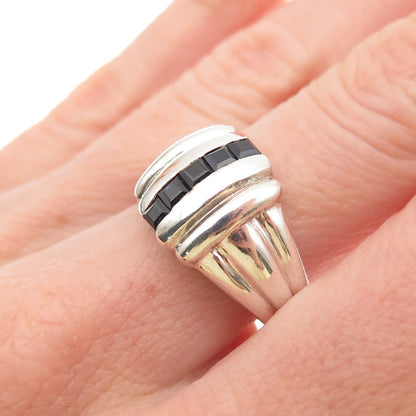 JBNI Bijoux D'Amour Sterling Silver Vintage Real Sapphire Modernist Ring Size 8