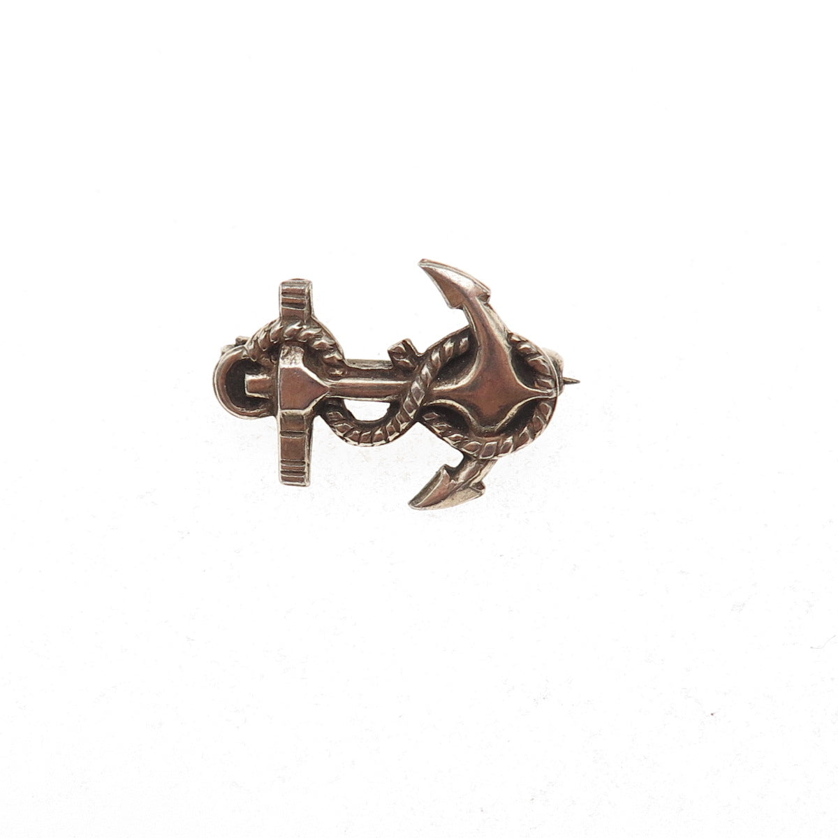 Vanguard 925 Sterling Silver Antique WWII US Navy Anchor Oxidized Pin Brooch